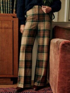 Sezane Matheo Wool Trousers Carlisle Checks - Size 10 - NWT